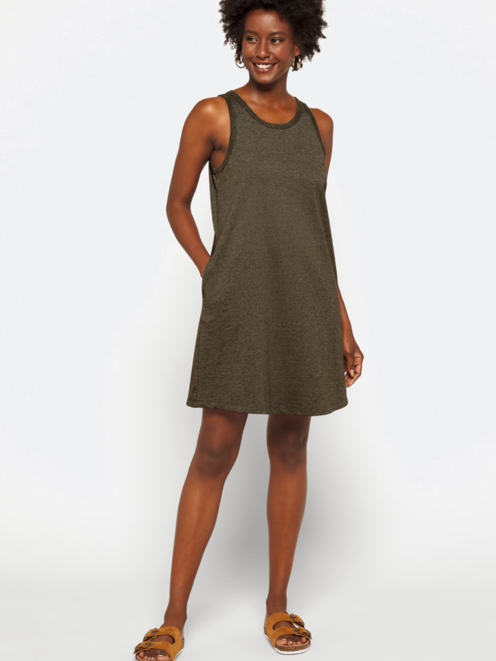 MOHNTON Made Micro French Terry V-Neck Dress